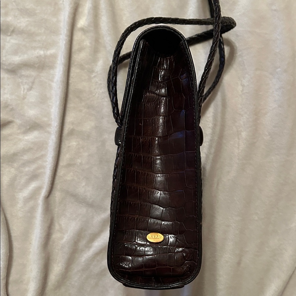 Bally Brown Croc Embossed Leather Flap Shoulder Hand Bag- Amazing! - Picture 4 of 11